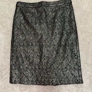 J. Crew Collection - Black & Silver Lace Pencil Skirt - size 10 - EUC